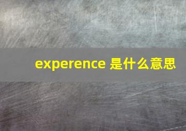 experence 是什么意思